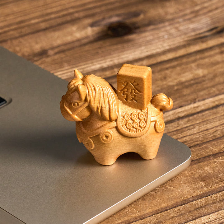 Buddha Stones Año del Caballo Hazte rico Sándalo verde Hoja pequeña Sándalo rojo Madera de tilo Animales Decoración positiva - image 10