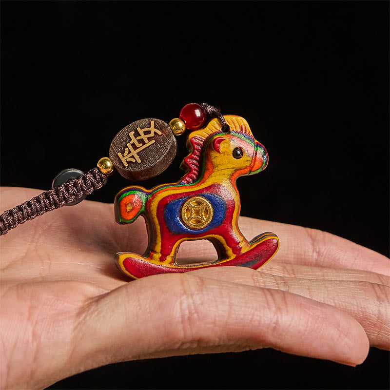 Buddha Stones, año del caballo, arcoíris, eucalipto, hoja pequeña, sándalo rojo, madera de tilo, ébano tallado. - image 4