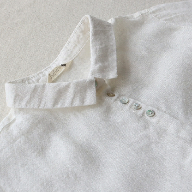 Buddha Stones Vestido midi de otoño para mujer con solapa, botones y mangas tres cuartos con bolsillos - image 6