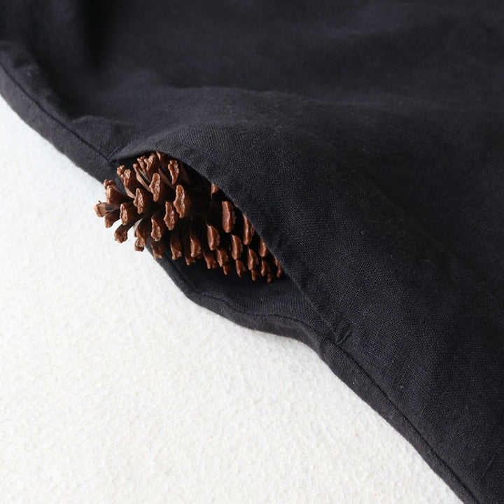 Buddha Stones Vestido midi de otoño para mujer con solapa, botones y mangas tres cuartos con bolsillos - image 3