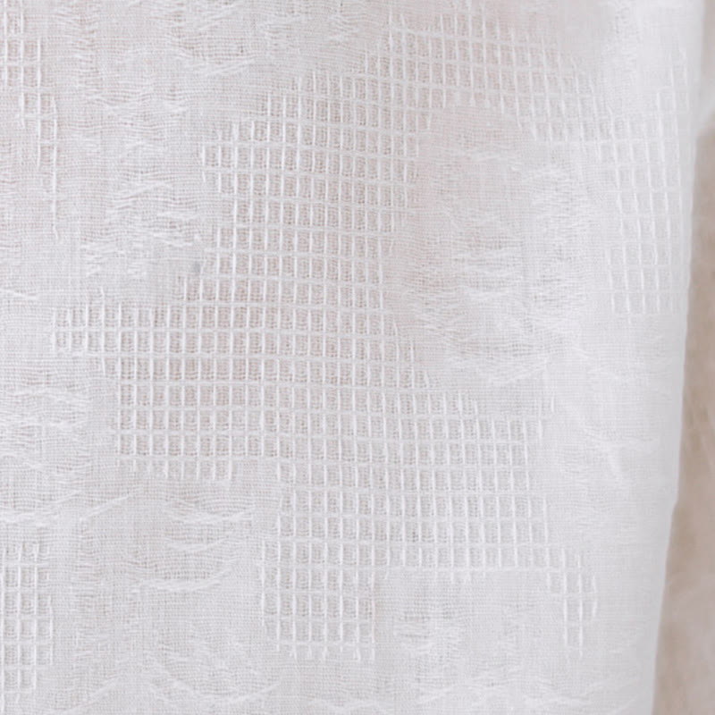 Camisa de algodón para mujer con diseño de Buddha Stones Jacquard, botones de rana, cuello alto, bordado, manga tres cuartos - image 24