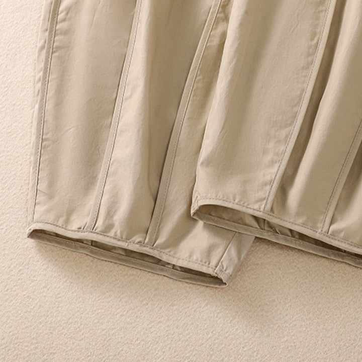 Buddha Stones Pantalones harén plisados de cintura alta para mujer, sencillos, de color puro y de verano, con bolsillos - image 18