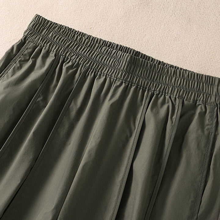 Buddha Stones Pantalones harén plisados de cintura alta para mujer, sencillos, de color puro y de verano, con bolsillos - image 4