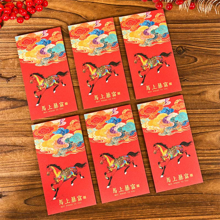 Buddha Stones para el Año del Caballo 2026, bendiciones de Año Nuevo, 6 sobres rojos chinos - Sobre rojo de gran riqueza instantánea - image 10