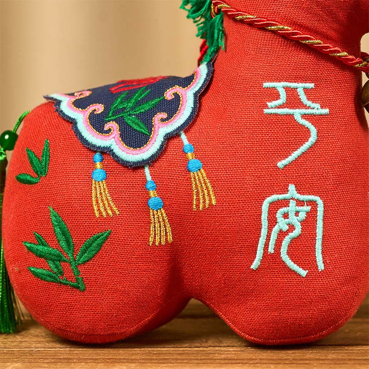 Buddha Stones Año del Caballo Cobre Hilo Rojo Carácter Fu Bordado Prosperidad Decoración del Hogar - image 3