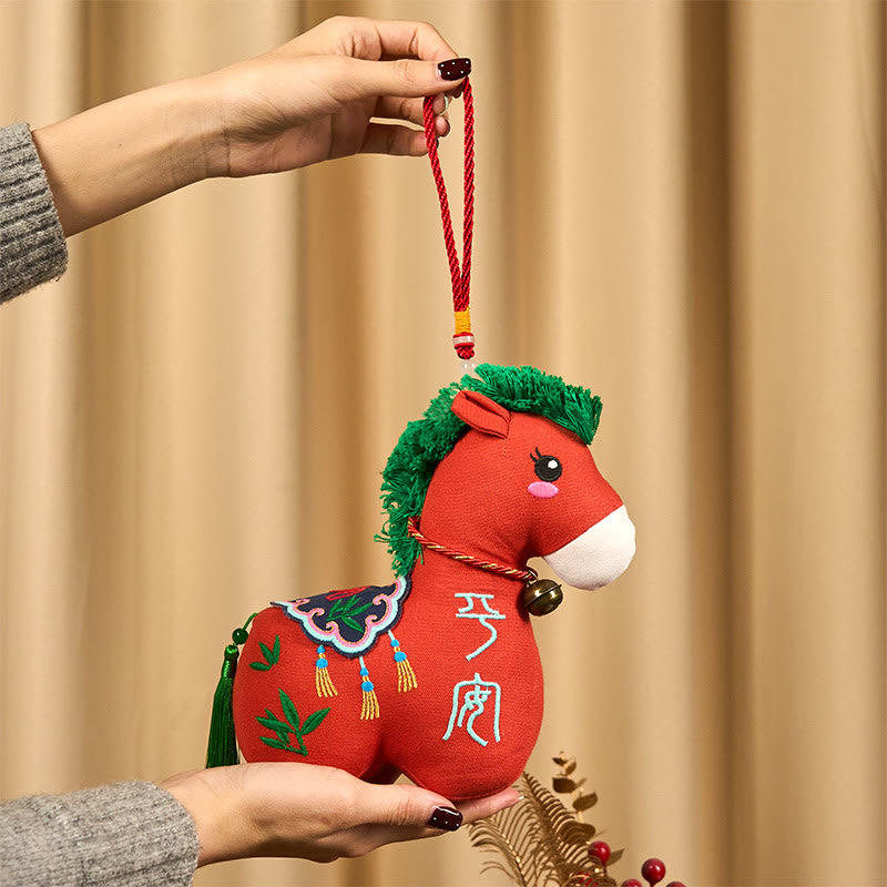 Buddha Stones Año del Caballo Cobre Hilo Rojo Carácter Fu Bordado Prosperidad Decoración del Hogar - image 1