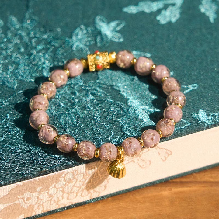 Pulsera de la suerte de cristal liuli morado con Buddha Stones - image 3