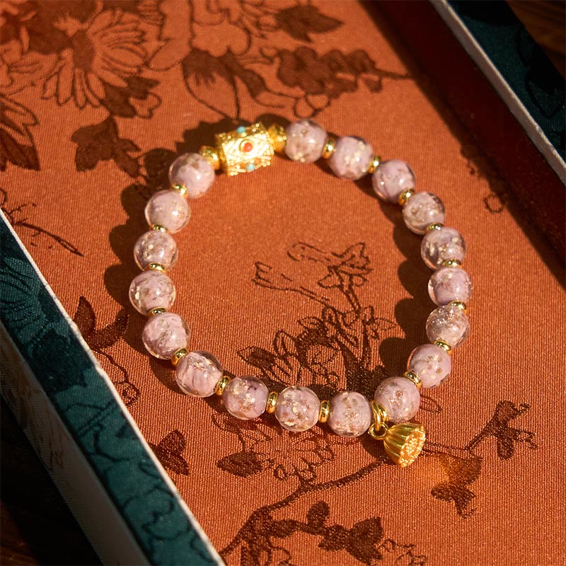 Pulsera de la suerte de cristal liuli morado con Buddha Stones - image 2