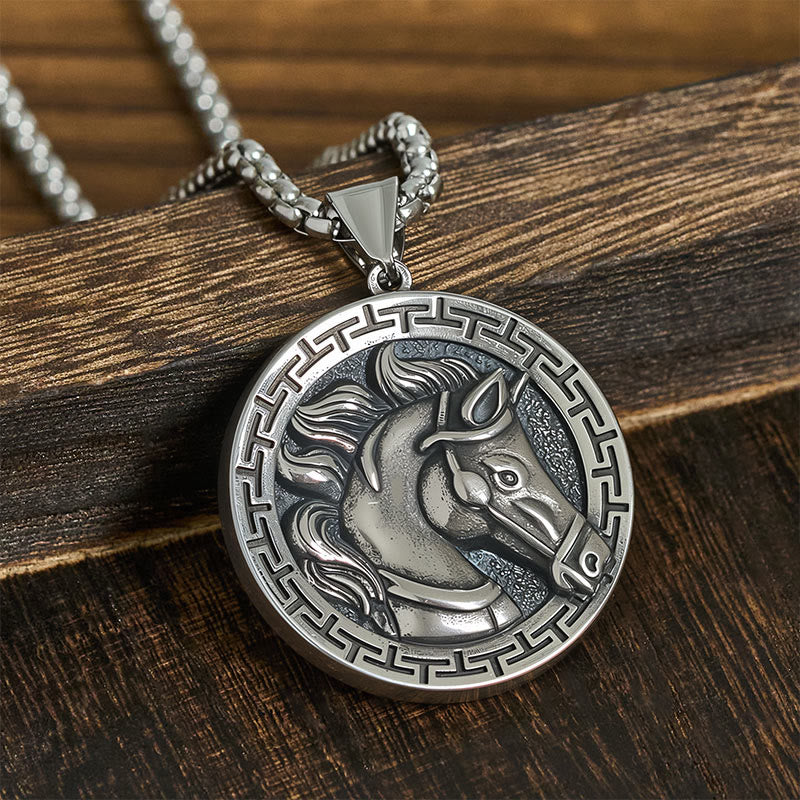 Colgante de equilibrio de acero y titanio con Buddha Stones del Año del Caballo - Caballo de acero de titanio - image 0