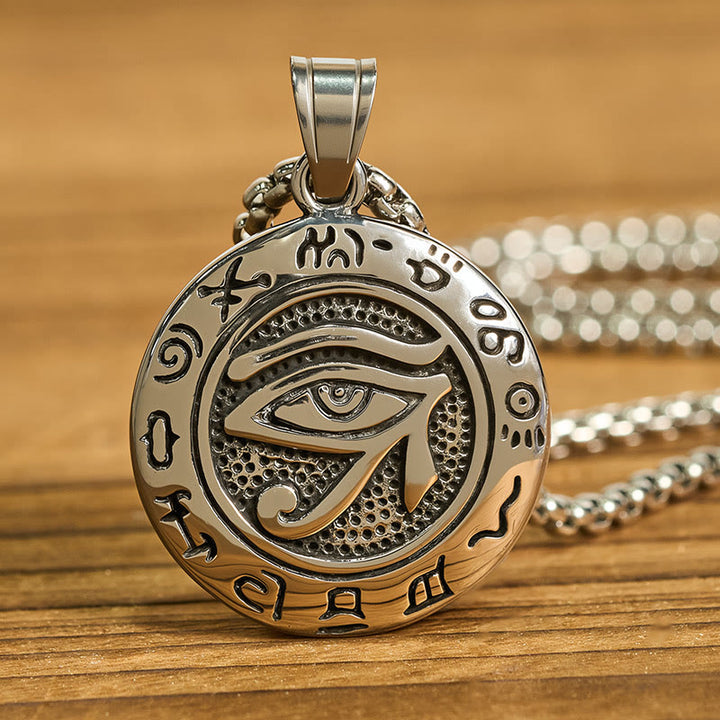 Collar con colgante de equilibrio de ojo malvado de acero de titanio y Buddha Stones - image 2