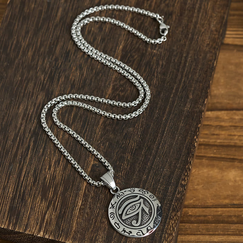 Collar con colgante de equilibrio de ojo malvado de acero de titanio y Buddha Stones - image 4