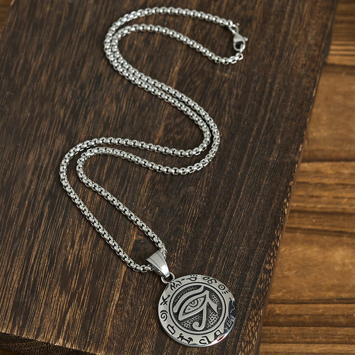 Collar con colgante de equilibrio de ojo malvado de acero de titanio y Buddha Stones - image 4