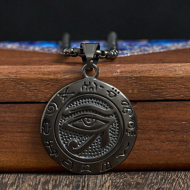 Collar con colgante de equilibrio de ojo malvado de acero de titanio y Buddha Stones - image 15