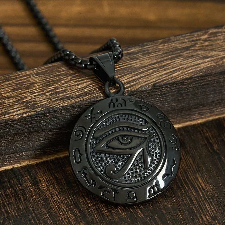 Collar con colgante de equilibrio de ojo malvado de acero de titanio y Buddha Stones - Ojo malvado de acero de titanio negro - image 12