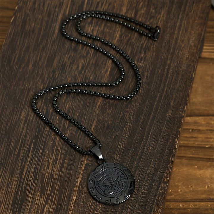 Collar con colgante de equilibrio de ojo malvado de acero de titanio y Buddha Stones - image 16