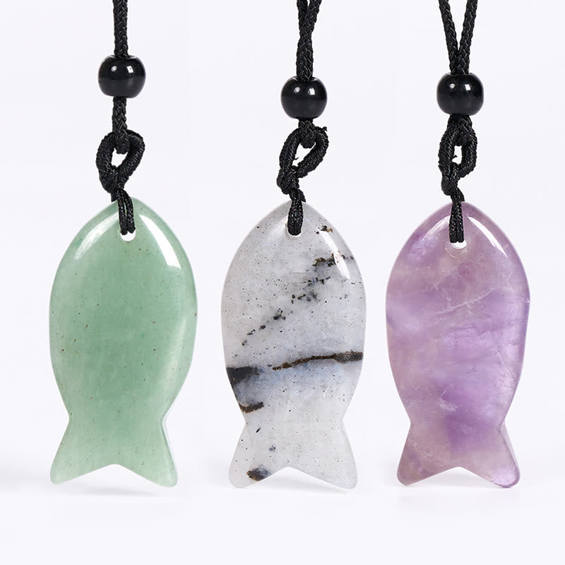 Colgante de collar con Buddha Stones , pez koi, cristal rosa, ágata india, amatista, topacio, jaspe rojo y calidez. - image 0