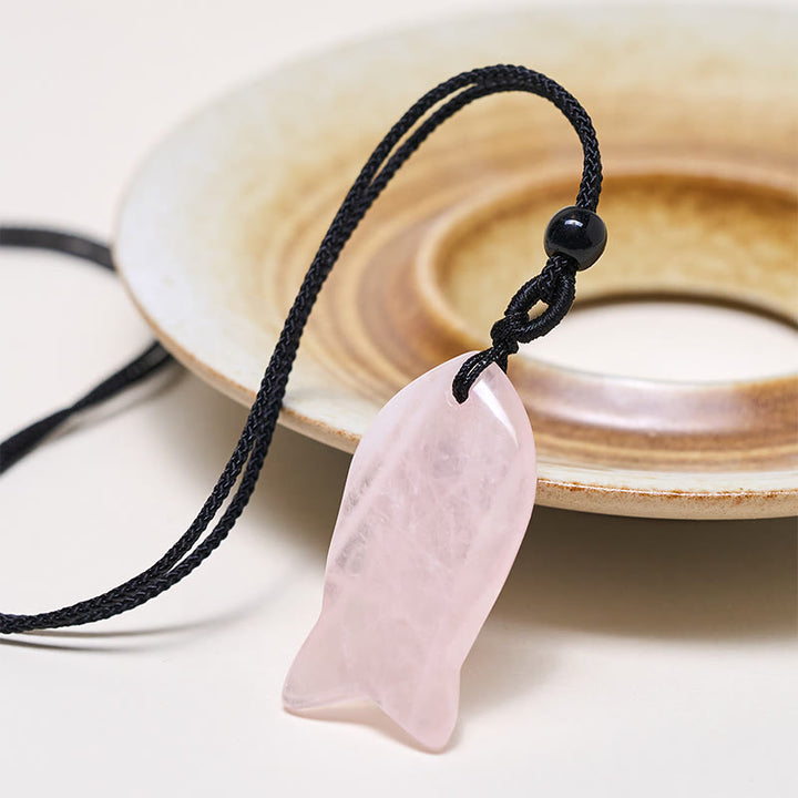 Colgante de collar con Buddha Stones , pez koi, cristal rosa, ágata india, amatista, topacio, jaspe rojo y calidez. - image 3