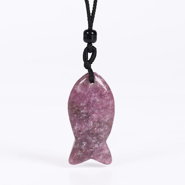 Colgante de collar con Buddha Stones , pez koi, cristal rosa, ágata india, amatista, topacio, jaspe rojo y calidez. - Amatista - image 10