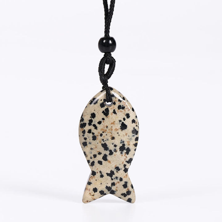 Colgante de collar con Buddha Stones , pez koi, cristal rosa, ágata india, amatista, topacio, jaspe rojo y calidez. - Jaspe dálmata - image 34