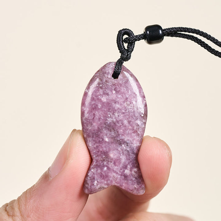 Colgante de collar con Buddha Stones , pez koi, cristal rosa, ágata india, amatista, topacio, jaspe rojo y calidez. - image 11