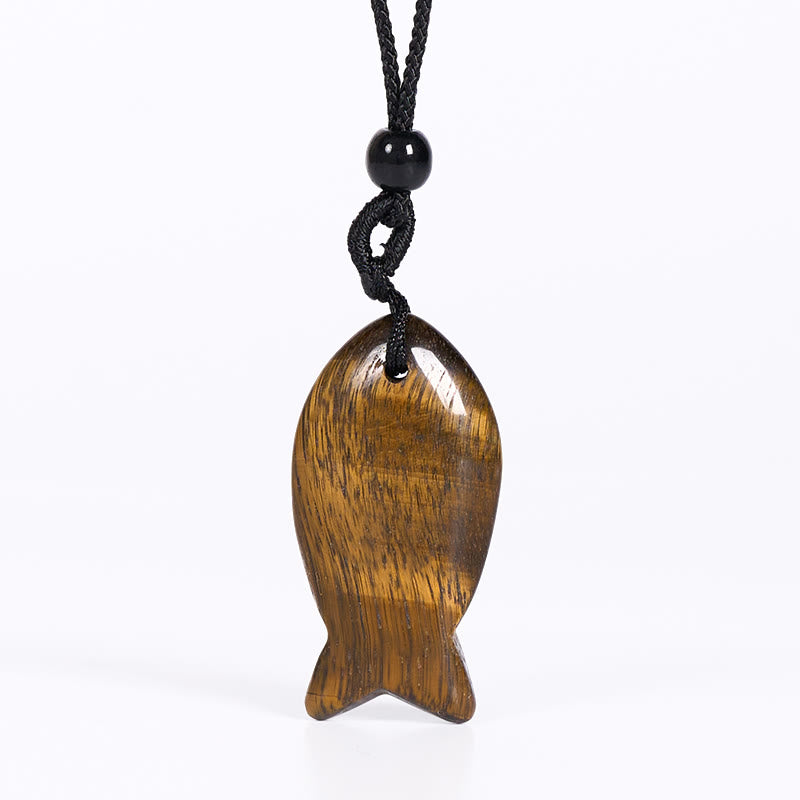 Colgante de collar con Buddha Stones , pez koi, cristal rosa, ágata india, amatista, topacio, jaspe rojo y calidez. - Ojo de tigre - image 30