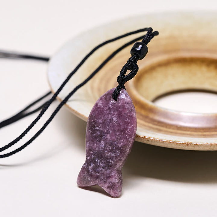 Colgante de collar con Buddha Stones , pez koi, cristal rosa, ágata india, amatista, topacio, jaspe rojo y calidez. - image 12