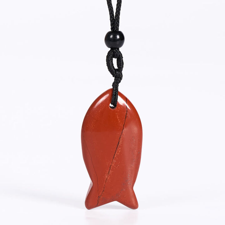Colgante de collar con Buddha Stones , pez koi, cristal rosa, ágata india, amatista, topacio, jaspe rojo y calidez. - Jaspe rojo - image 18