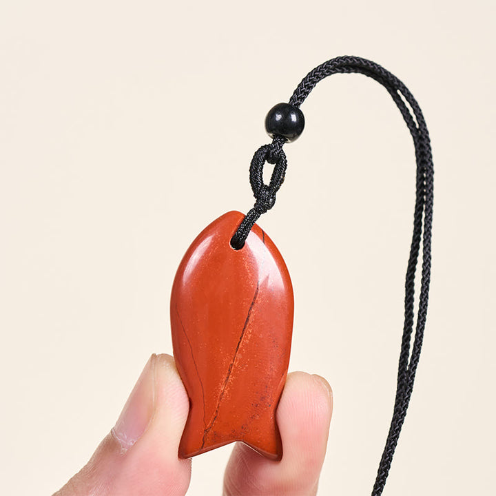 Colgante de collar con Buddha Stones , pez koi, cristal rosa, ágata india, amatista, topacio, jaspe rojo y calidez. - image 19