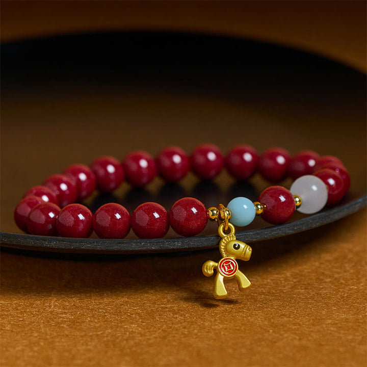 Pulsera de bendición de cinabrio con diseño de monedas de cobre y Buddha Stones del Año del Caballo - image 2