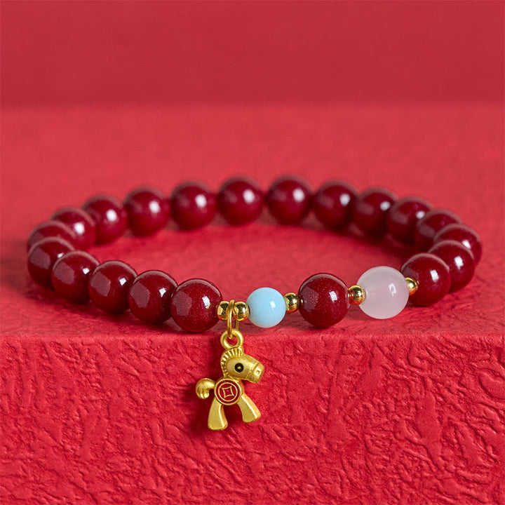Pulsera de bendición de cinabrio con diseño de monedas de cobre y Buddha Stones del Año del Caballo - image 3
