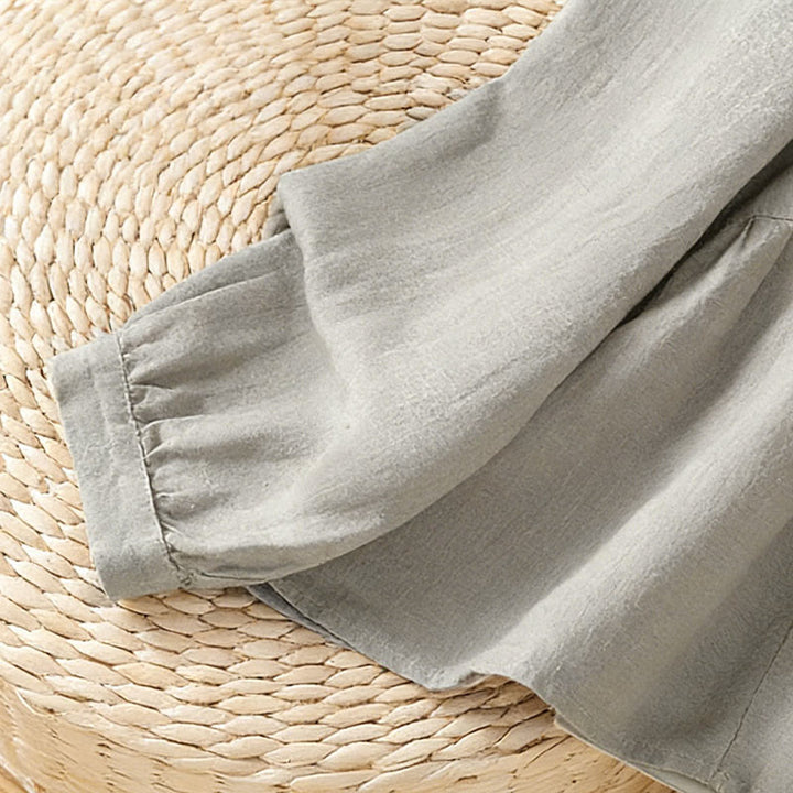 Buddha Stones Camisa de algodón con botones y manga larga para mujer, diseño liso y patchwork, para el viaje de otoño - image 15