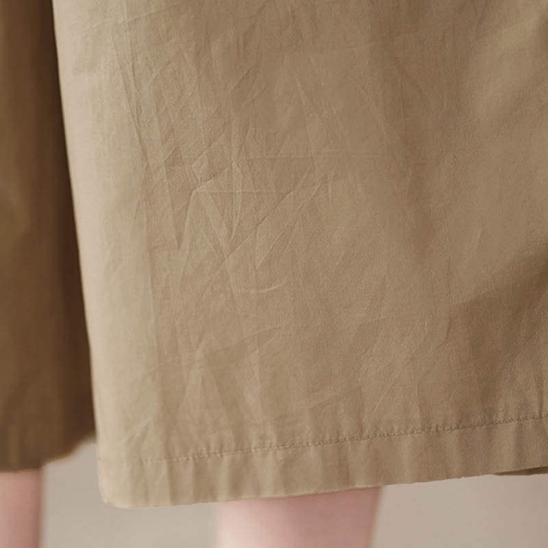 Buddha Stones Pantalones capri de pierna ancha para mujer con diseño abotonado lateral liso y bolsillos - image 26