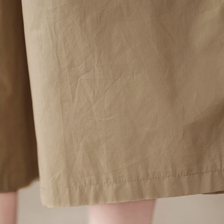 Buddha Stones Pantalones capri de pierna ancha para mujer con diseño abotonado lateral liso y bolsillos - image 26