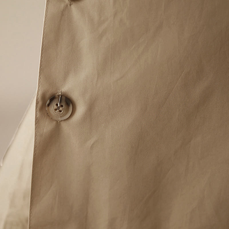 Buddha Stones Pantalones capri de pierna ancha para mujer con diseño abotonado lateral liso y bolsillos - image 25