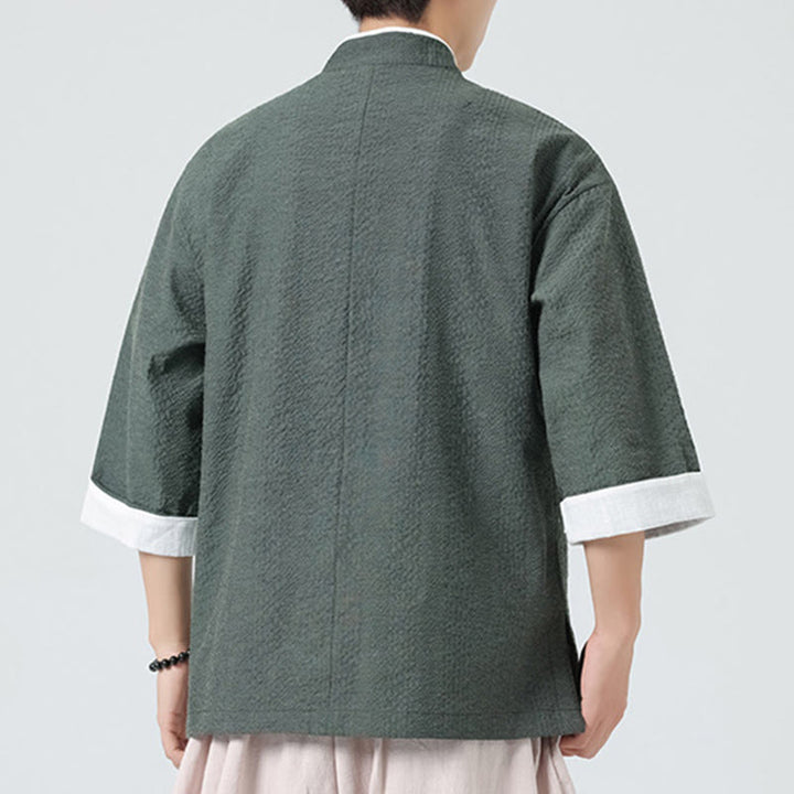 Buddha Stones Camisa de manga tres cuartos para hombre, color liso, con botones y bolsillos, para primavera - image 26