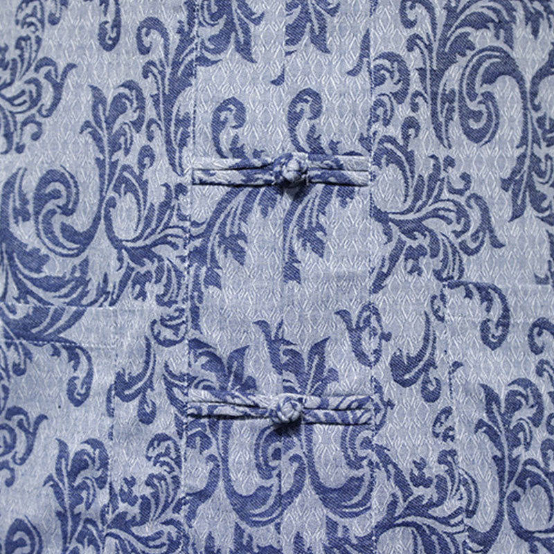 Buddha Stones Camisa de manga corta con botones de rana y bolsillos para hombre con estampado floral de verano - image 12