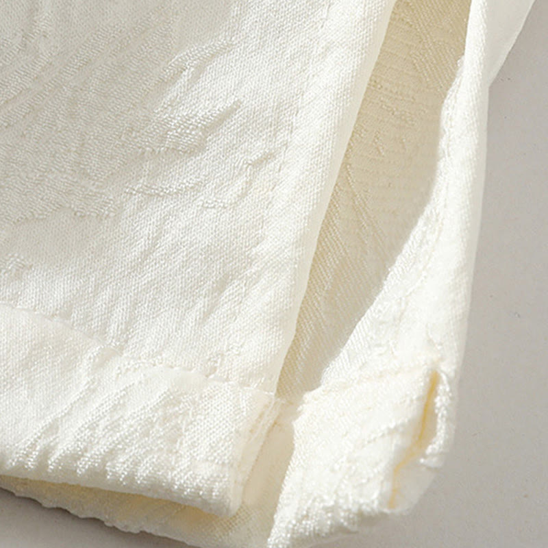 Buddha Stones Camisa de algodón de media manga para hombre con botones y estampado Bagua de jacquard texturizado - image 7