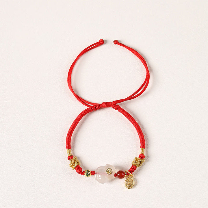 Buddha Stones Pulsera de la suerte con hilo rojo, ágata blanca y piedra solar de cobre del Año del Caballo - Ágata blanca de cobre (circunferencia de la muñeca: 13-24 cm) - image 10