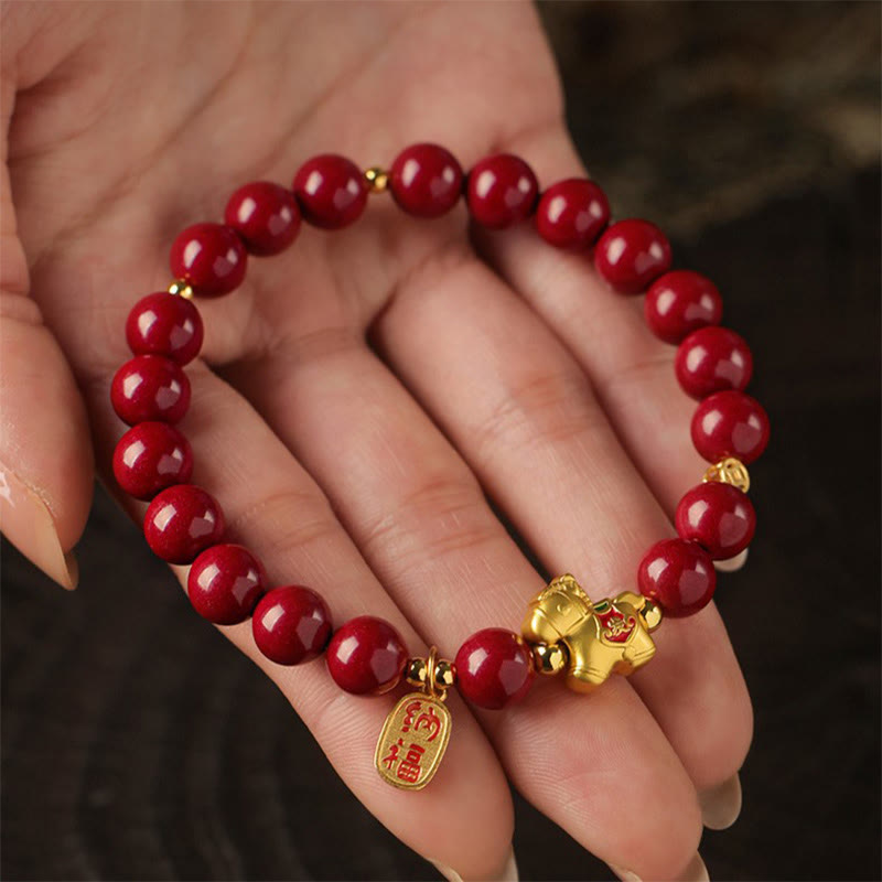 Buddha Stones Pulsera de bendición de cinabrio del Año del Caballo - image 9