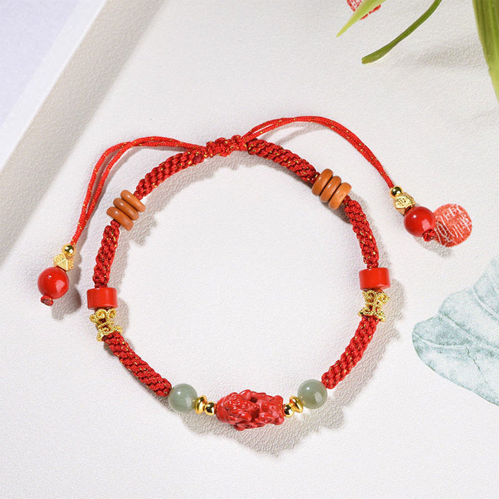 Buddha Stones Pulsera de bendición de hilo rojo de jade hetiano y cinabrio del Año del Caballo - image 11