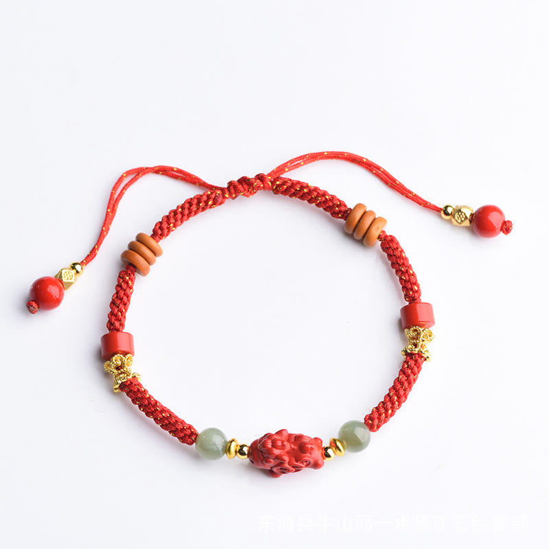 Buddha Stones Pulsera de bendición de hilo rojo de jade hetiano y cinabrio del Año del Caballo - image 12