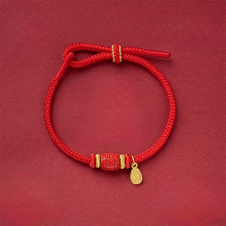 Buddha Stones Pulsera de la suerte con hilo rojo de cobre con el símbolo Om Mani Padme Hum Fu - Cuentas de hilo rojo de cobre con patrón de nube (circunferencia de la muñeca: 13-25 cm) - image 8