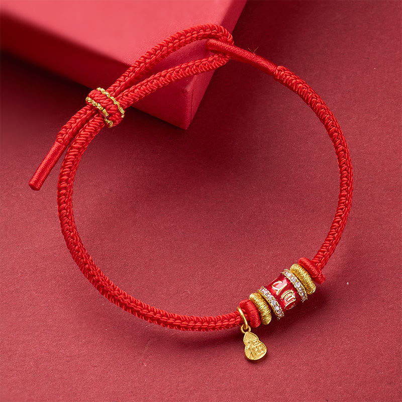 Buddha Stones Pulsera de la suerte con hilo rojo de cobre con el símbolo Om Mani Padme Hum Fu - image 1