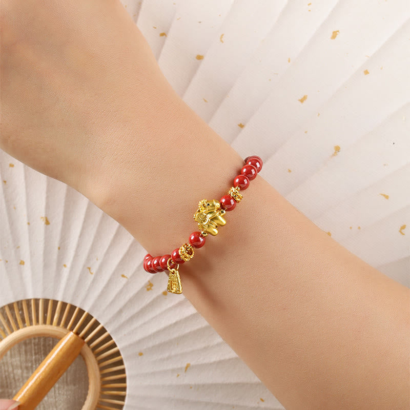 Buddha Stones Pulsera de concentración de jade hetiano de cobre cinabrio del Año del Caballo - image 3