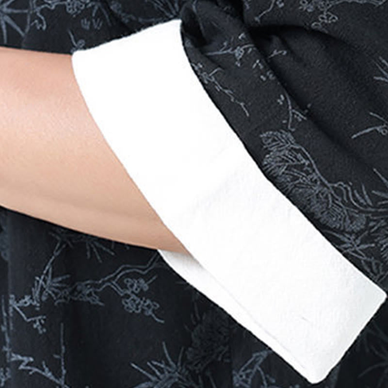 Buddha Stones Camisa de algodón de manga corta con botones de rana y bolsillos para hombre, traje Tang con estampado de grulla de verano y pino. - image 5