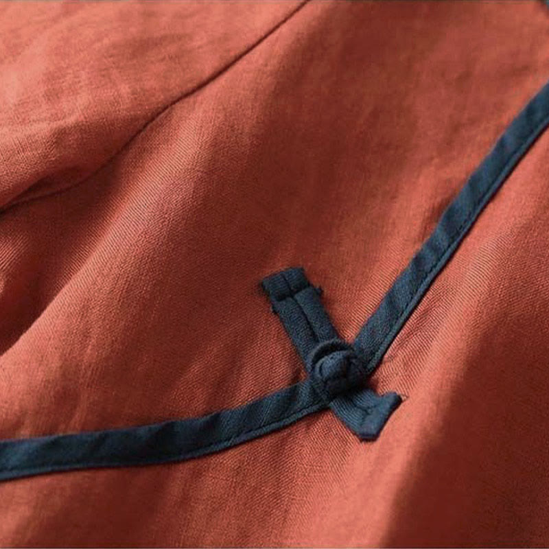 Camisa de lino y algodón de manga larga para mujer con diseño de flores bordadas retro con Buddha Stones - image 3