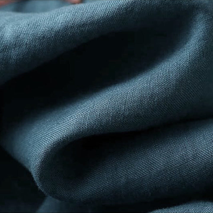 Camisa de lino y algodón de manga larga para mujer con diseño de flores bordadas retro con Buddha Stones - image 13