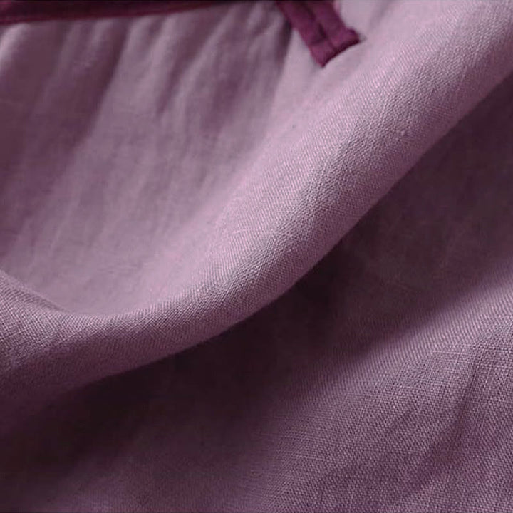 Camisa de lino y algodón de manga larga para mujer con diseño de flores bordadas retro con Buddha Stones - image 20