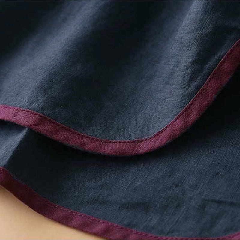 Camisa de lino y algodón de manga larga para mujer con diseño de flores bordadas retro con Buddha Stones - image 26