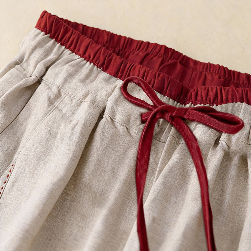 Buddha Stones Pantalones harén para mujer, de longitud 7-8, con diseño de bloques de color y bolsillos - image 2